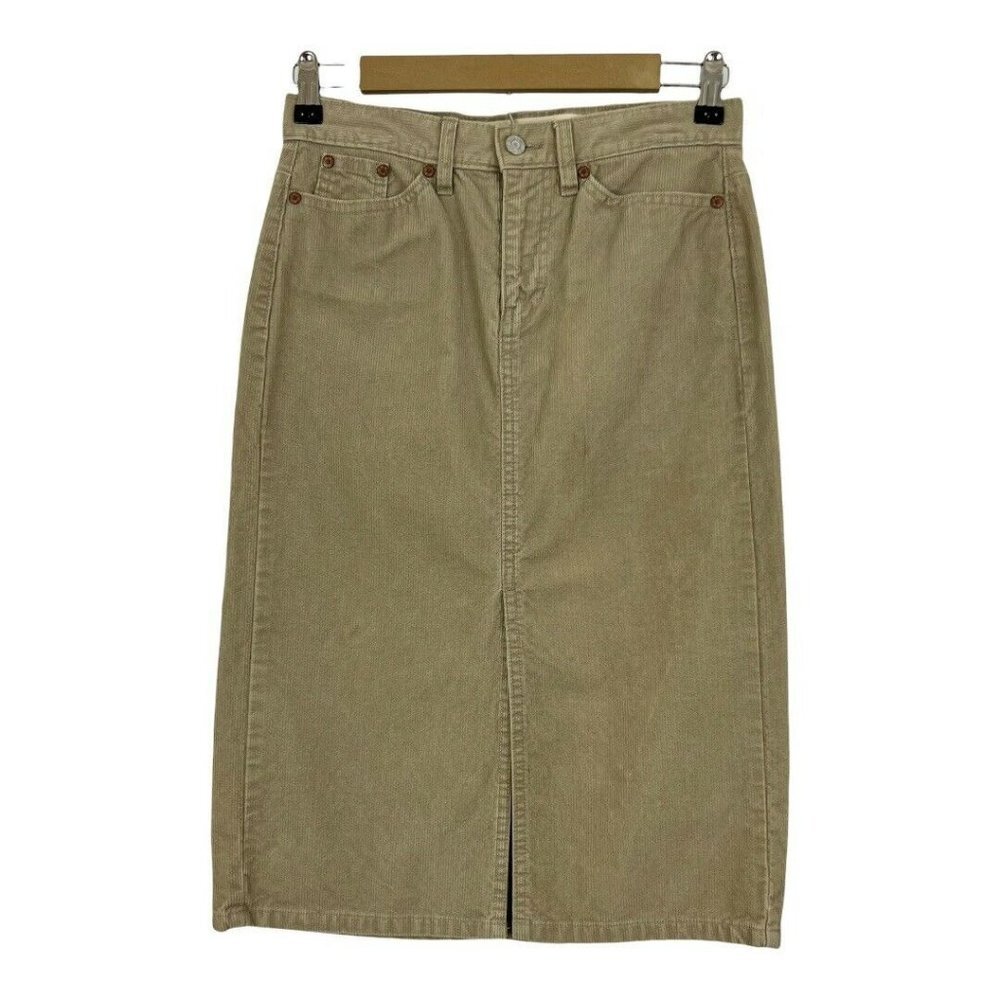 Vintage Gap Size 1 Beige Corduroy Pencil Straight Skirt